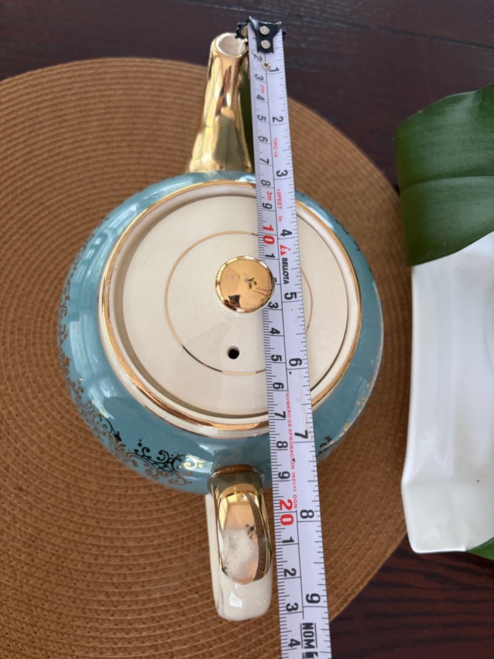 VINTAGE SADLER TEAPOT Turquoise with Gold Trim. England Teapot - Picture 8 of 8